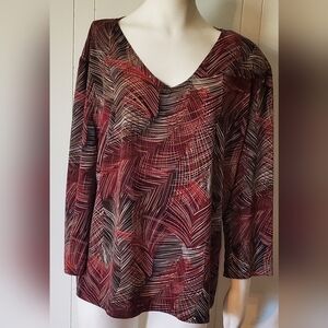 Brittany Black Red and Black Patterned Blouse